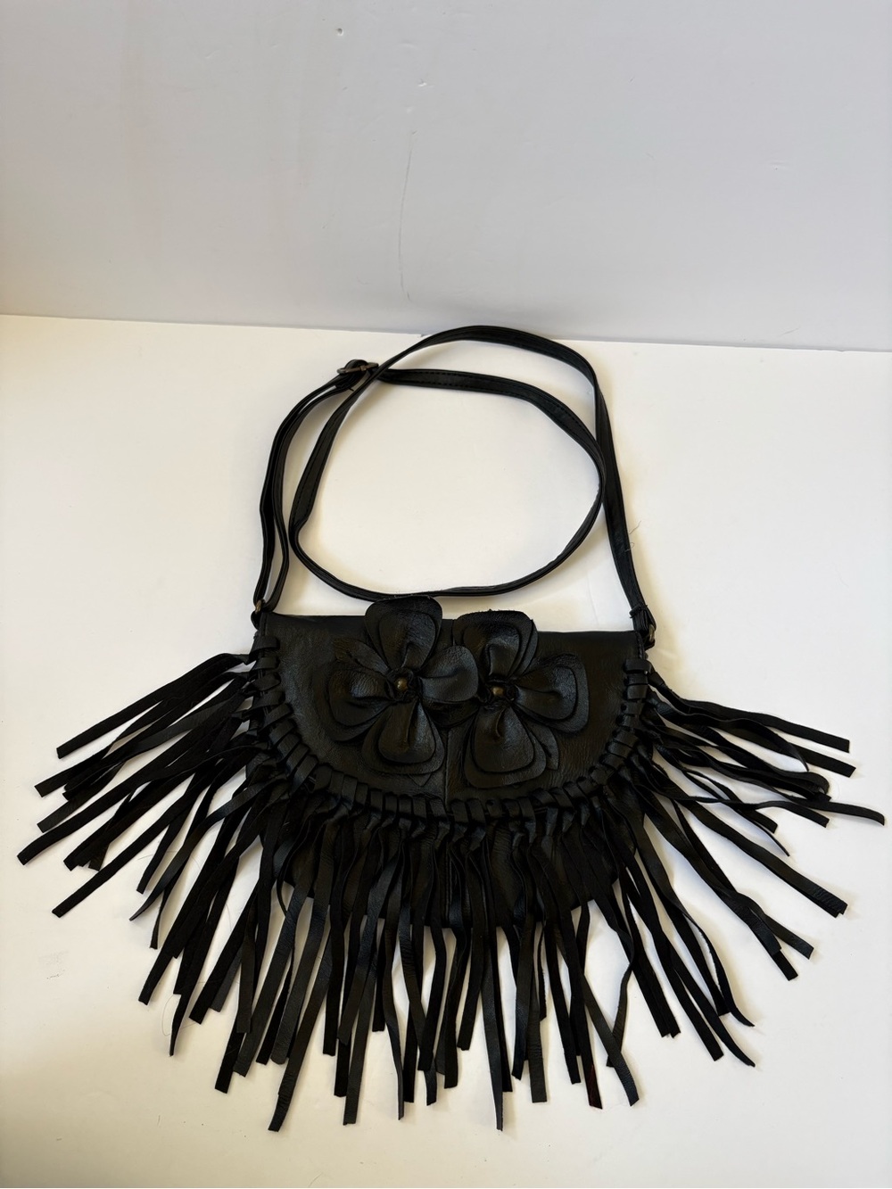 Leather Floral Fringe Bag Boho Crossbody Purse Western Small Appliqué Woven Side